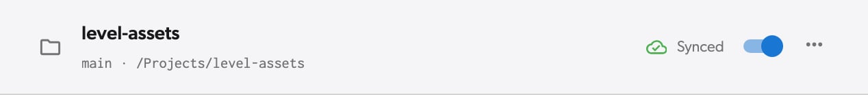 Dashboard workspace row reading Synced