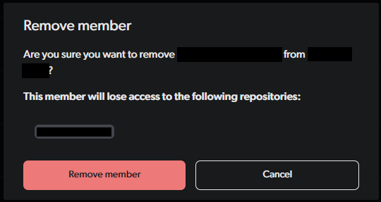 Remove user confirmation modal window