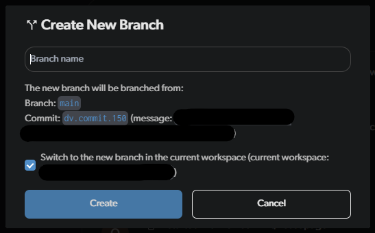 The new branch modal window