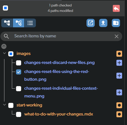 Choose files to commit