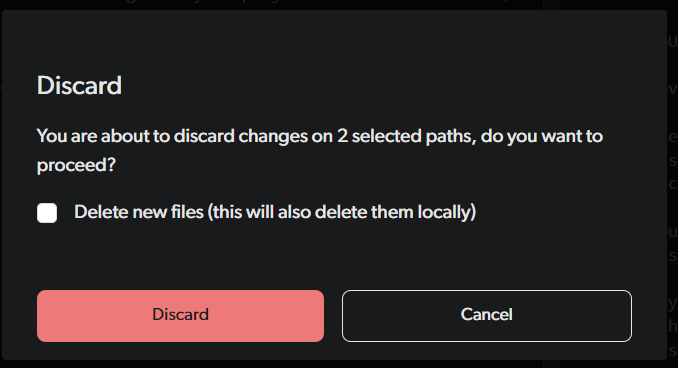 Discard new files when resetting