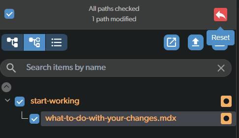 Reset files with the red button