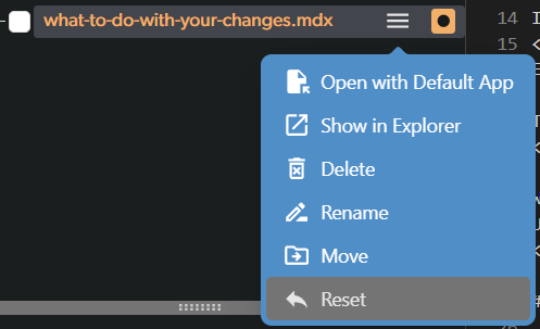 Reset individual files with the context menu