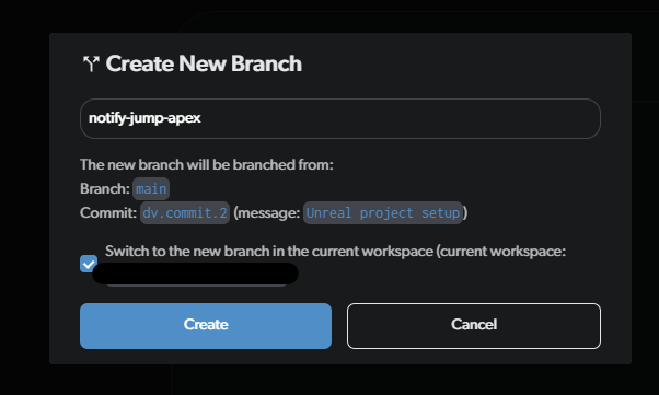 Creating new branch - actually creating