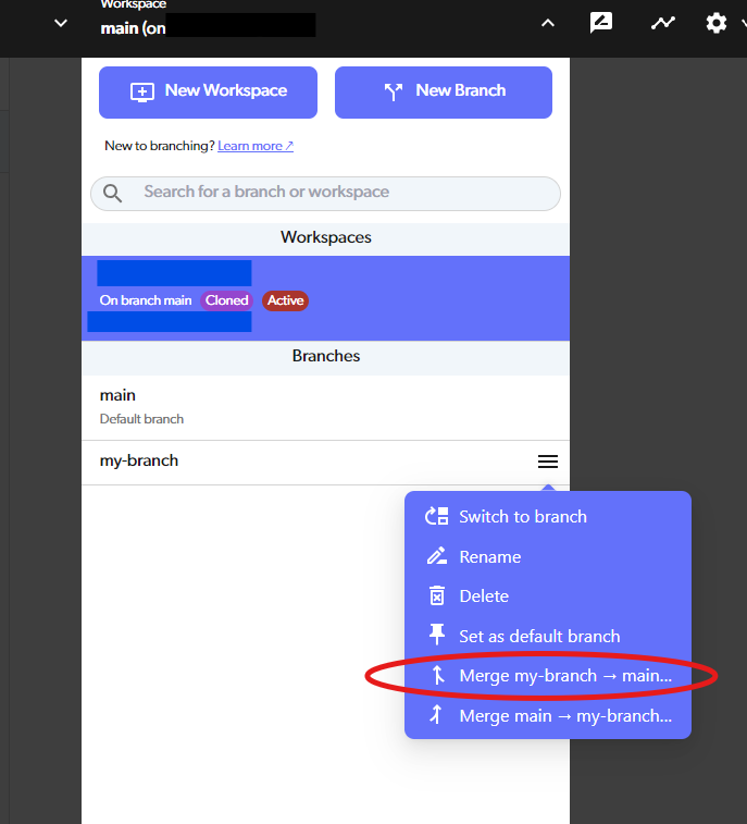 Click on that branch and choose the merge direction
