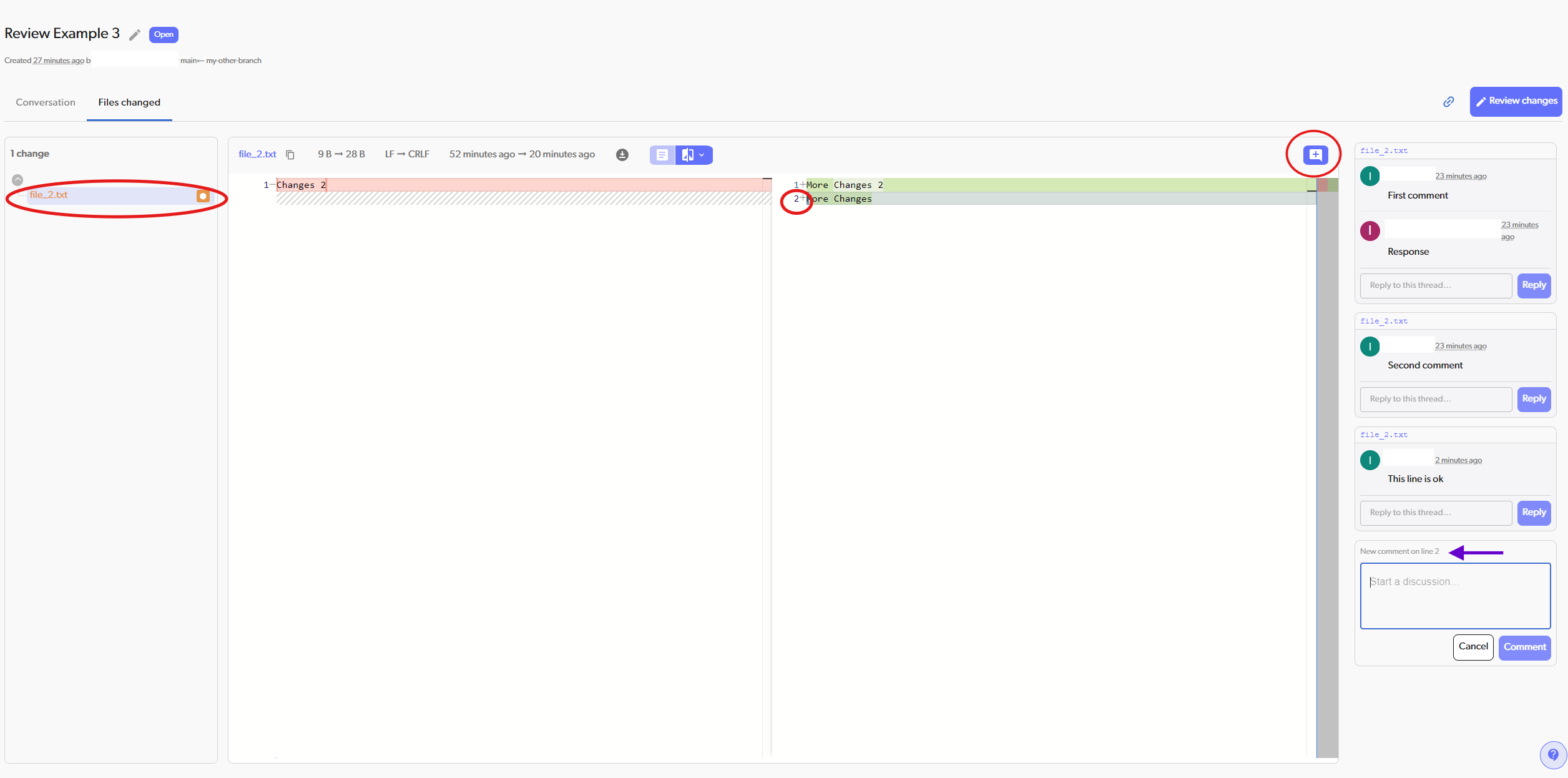 Adding inline and file-level comments