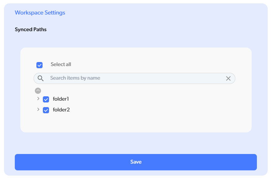 Selective Sync page