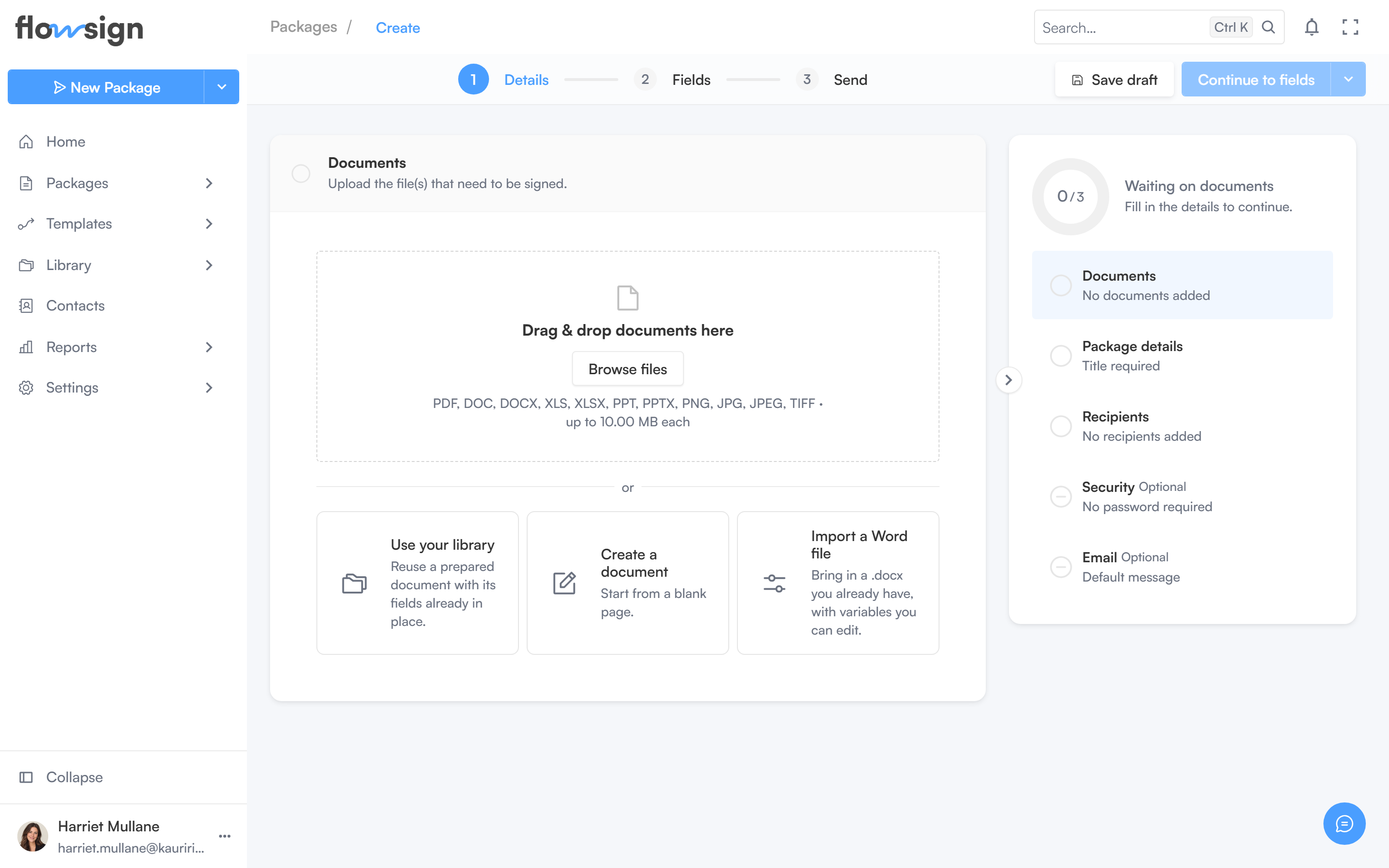 The package creator on its first step