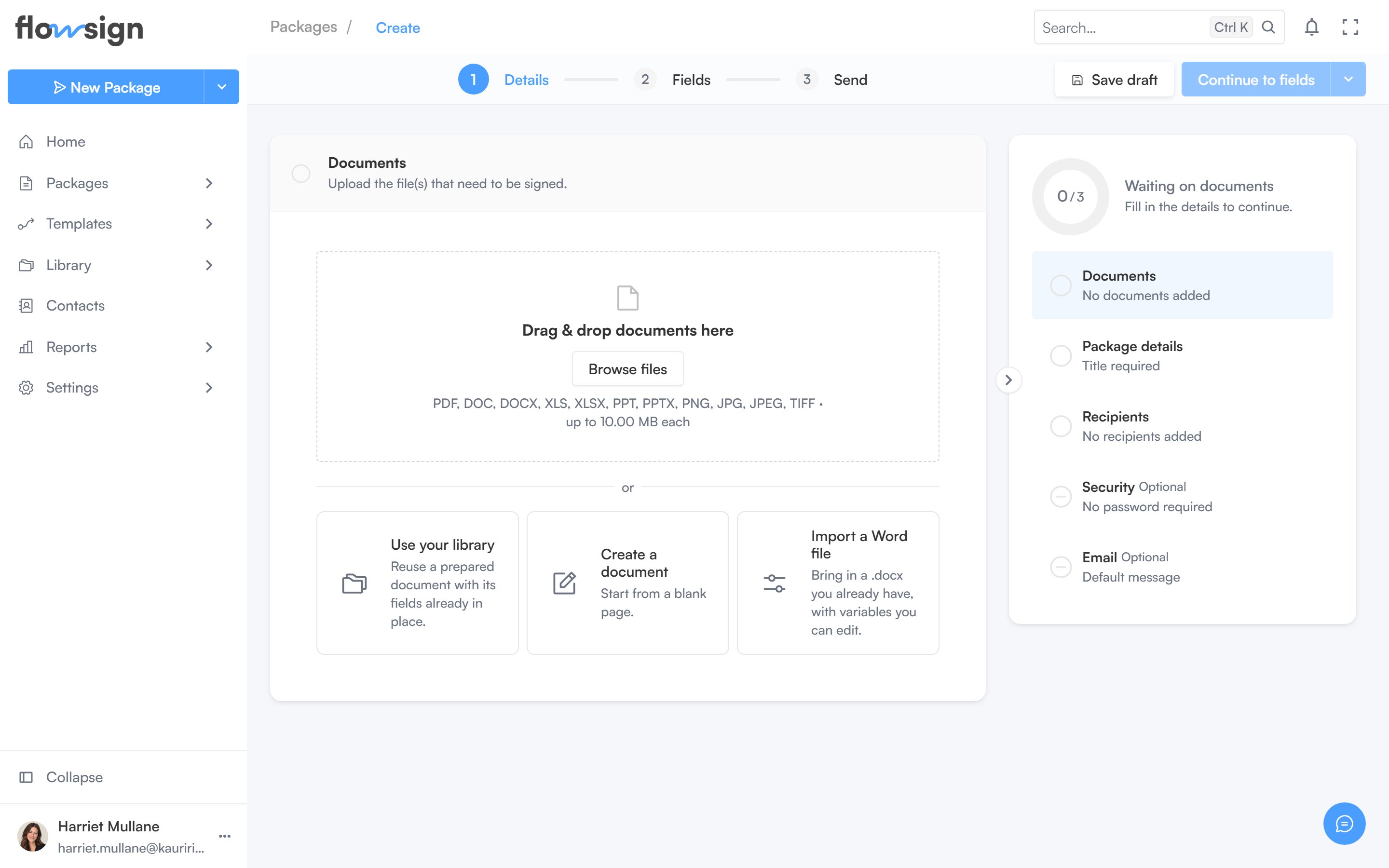 The package creator on its first step