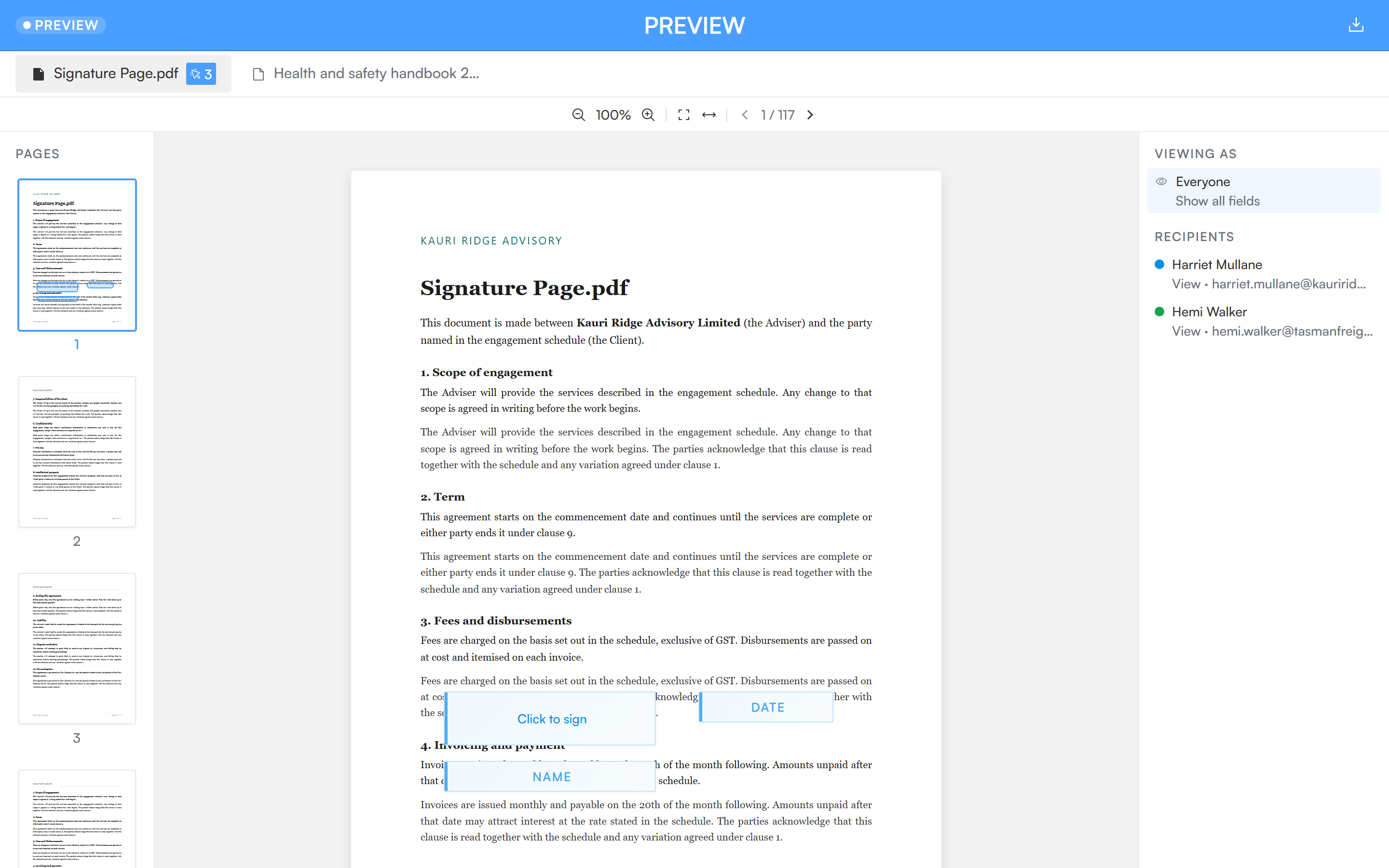A read-only view link page