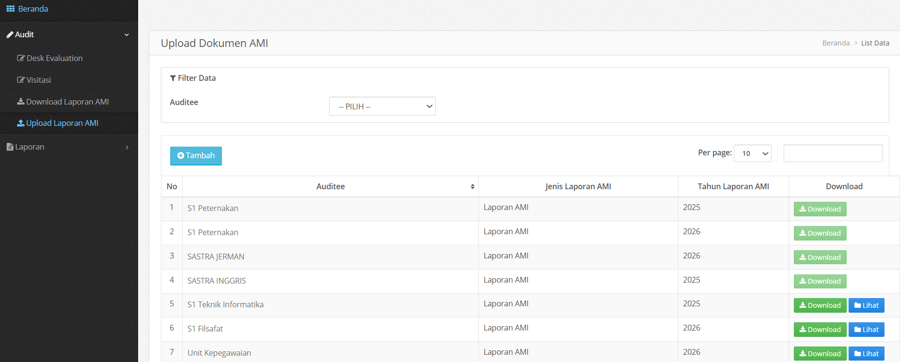 Upload Laporan AMI Auditor