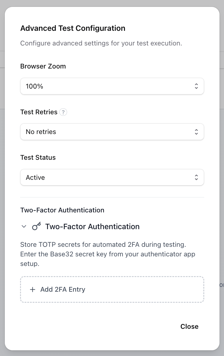 Advanced Test Configuration