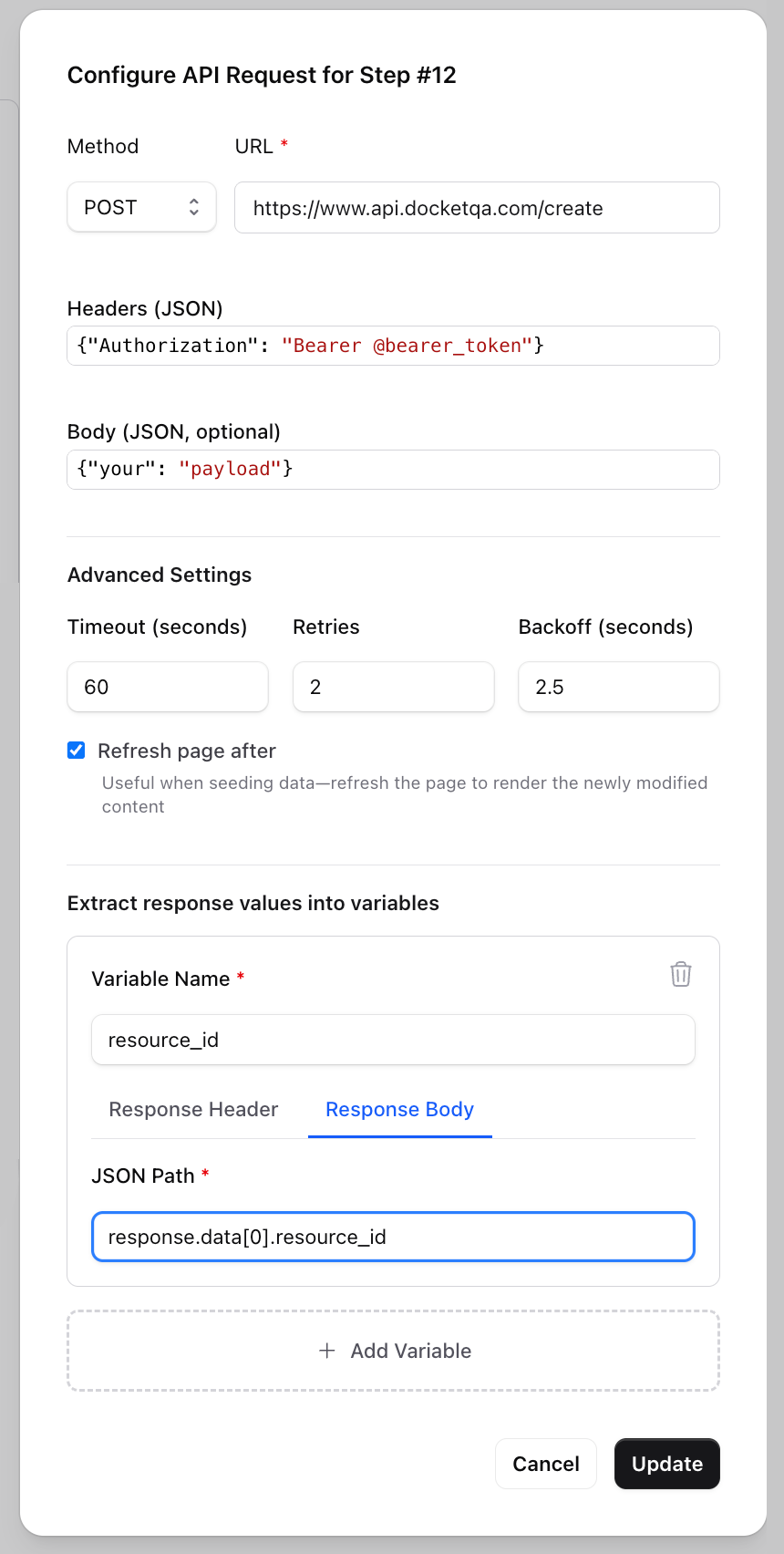 API Step Configuration