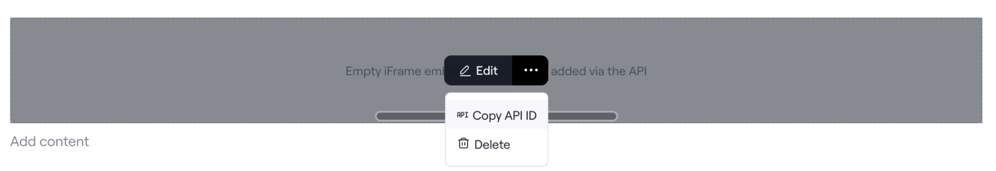 Copy API ID for iFrame embed