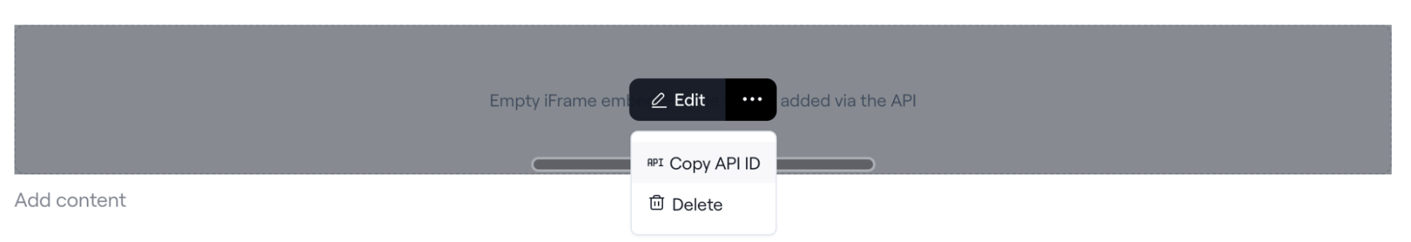 Copy API ID for iFrame embed