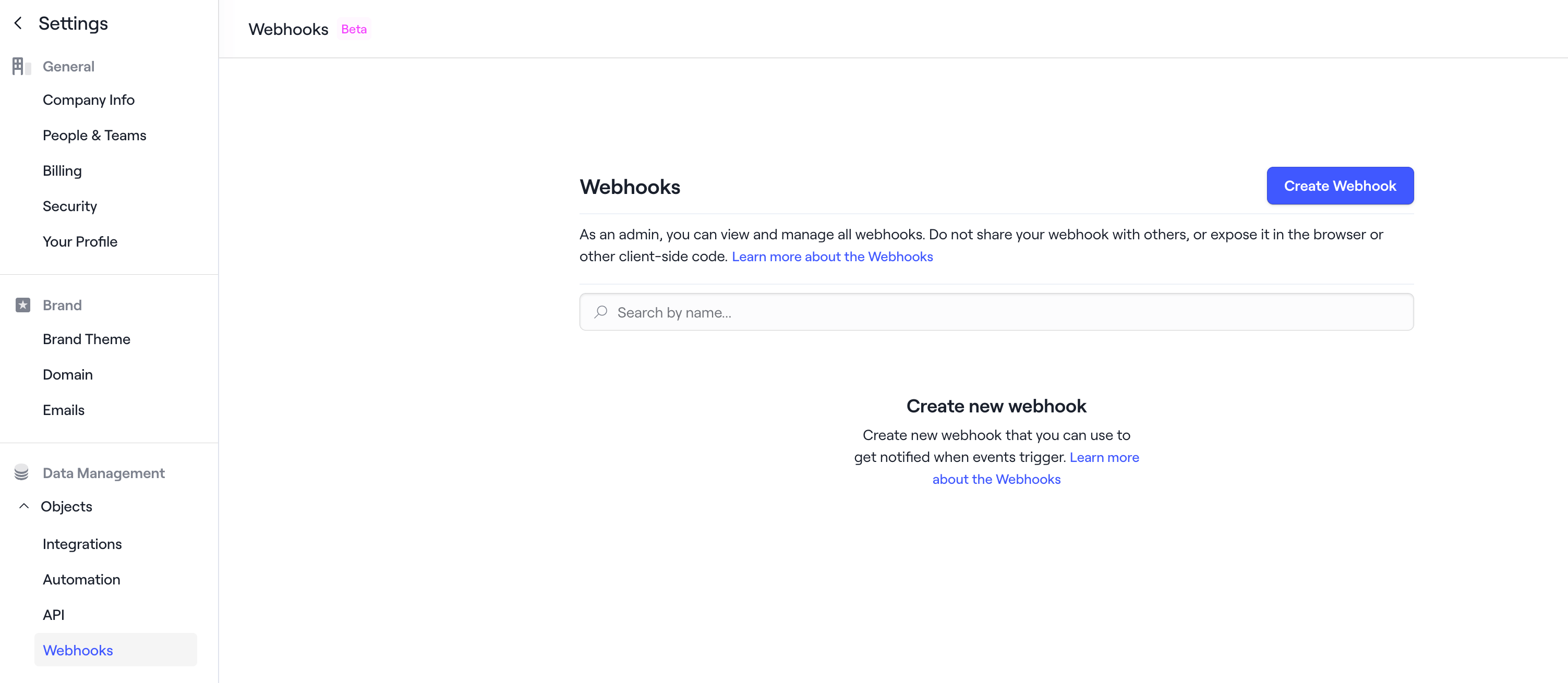 Create a webhook on Dock