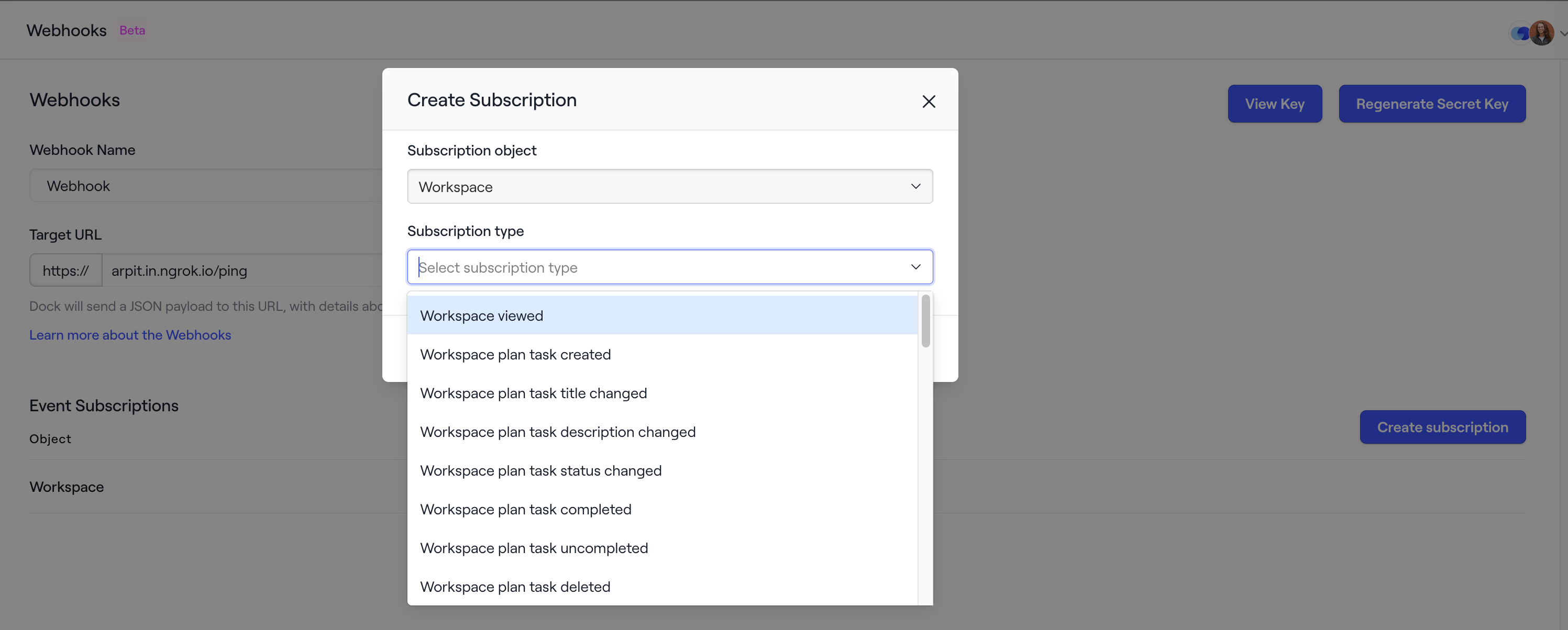 Create a webhook subscription