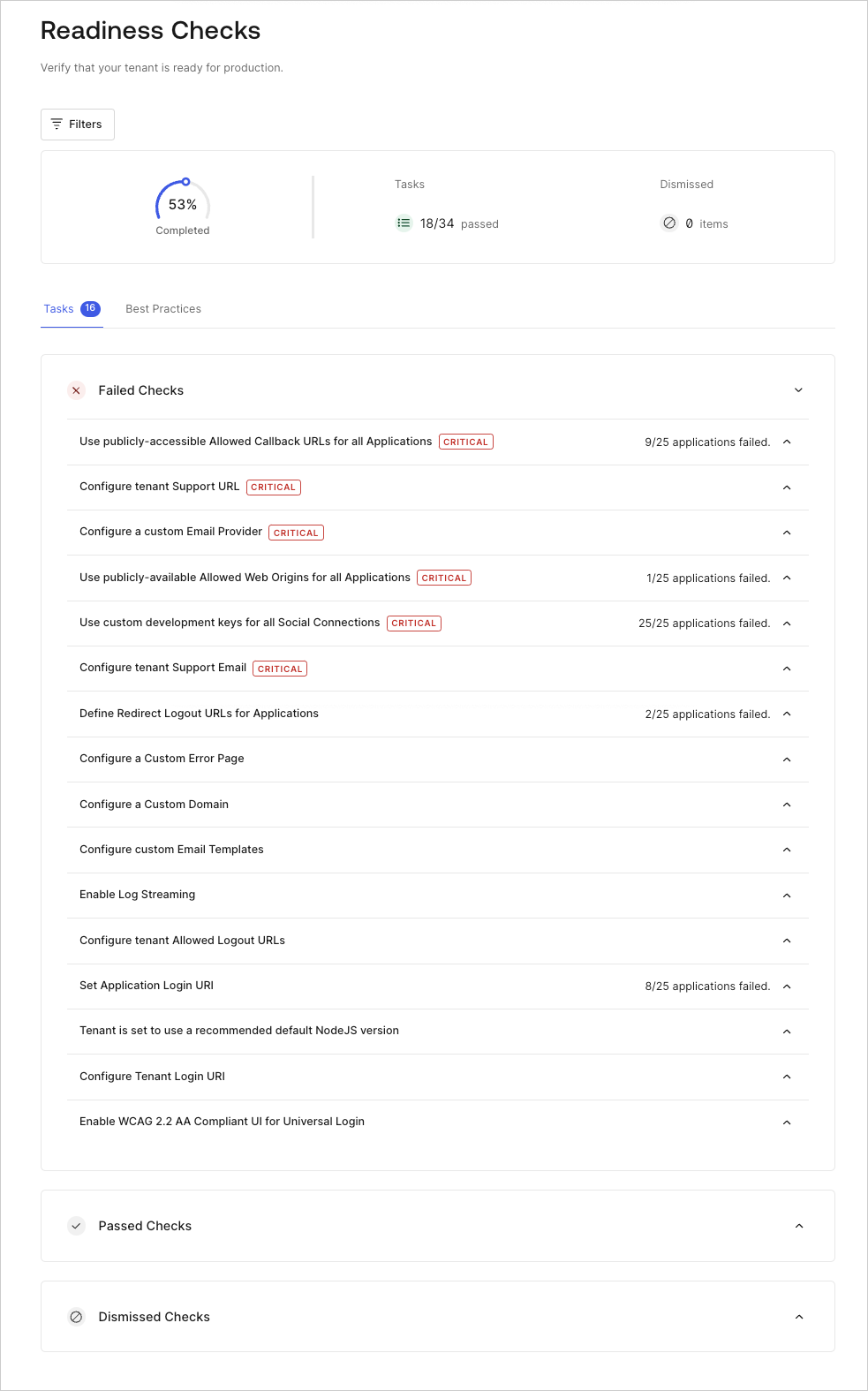 Auth0 Support pre-deployment production checks