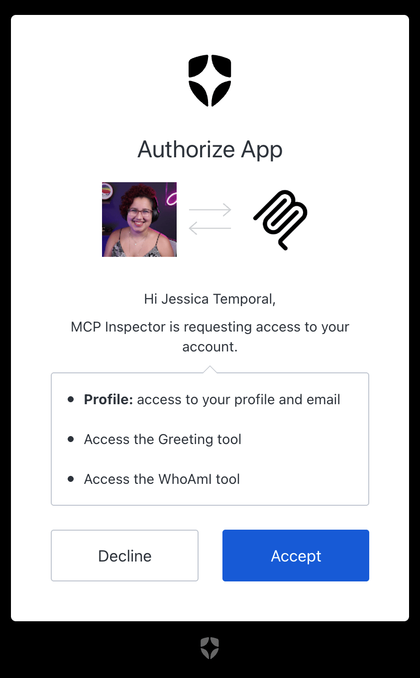 Consent modal while authenticating