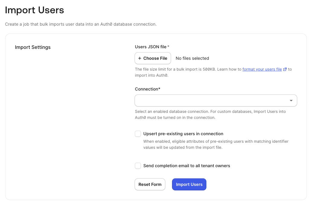Users > Import/Export Users > Import Users