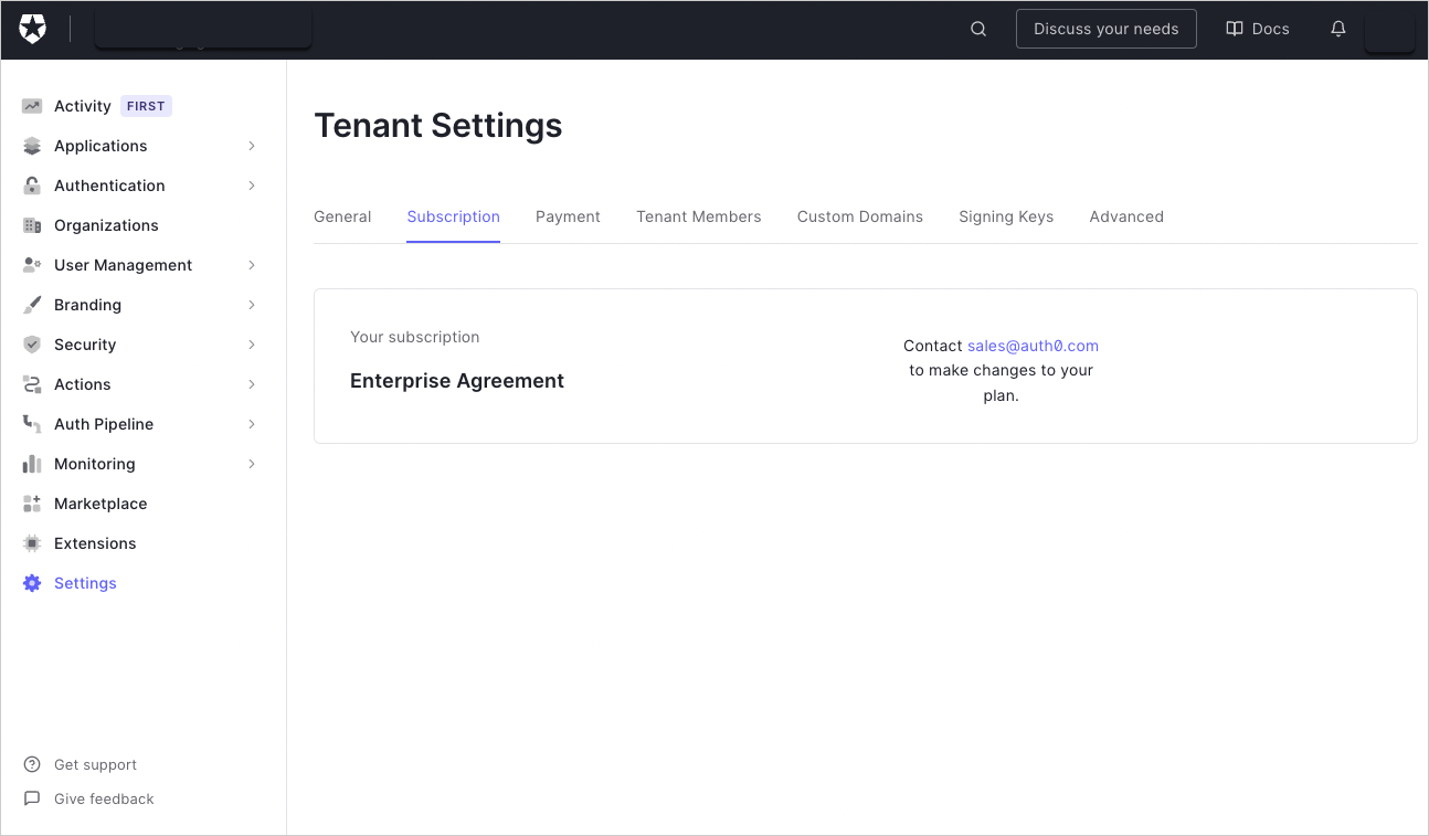 Capture d’écran de ce à quoi vous attendre lorsque l’abonnement de votre tenant est régi par un Enterprise Agreement