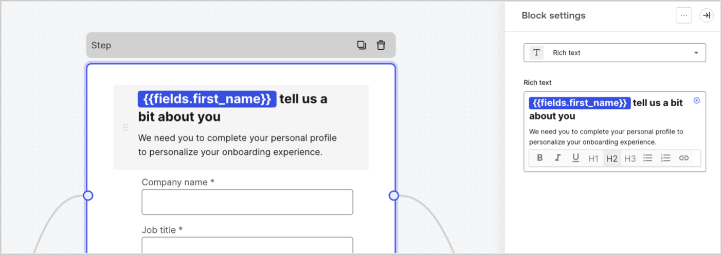 Dashboard > Actions > Forms > Form