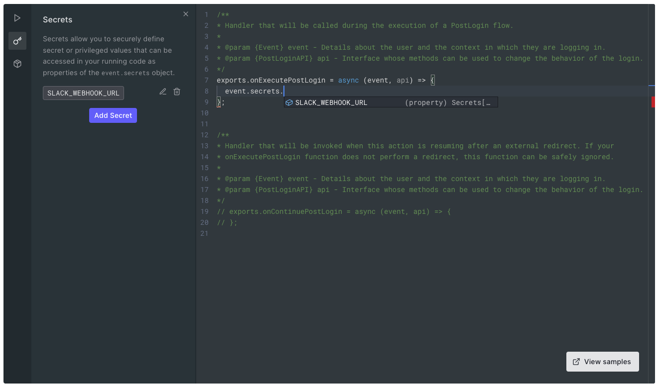 Actions Code Editor - Votre Secret a été ajouté à la section Secrets.