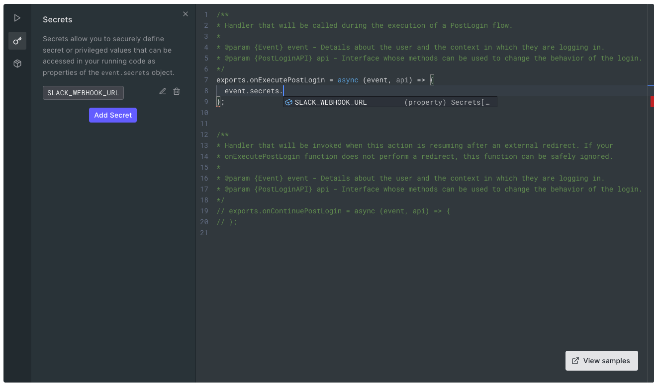 Actions Code Editor - Votre Secret a été ajouté à la section Secrets.