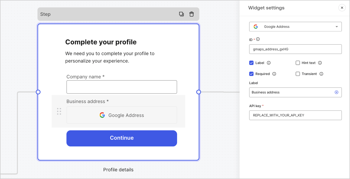 Dashboard > Forms > Components > Widget