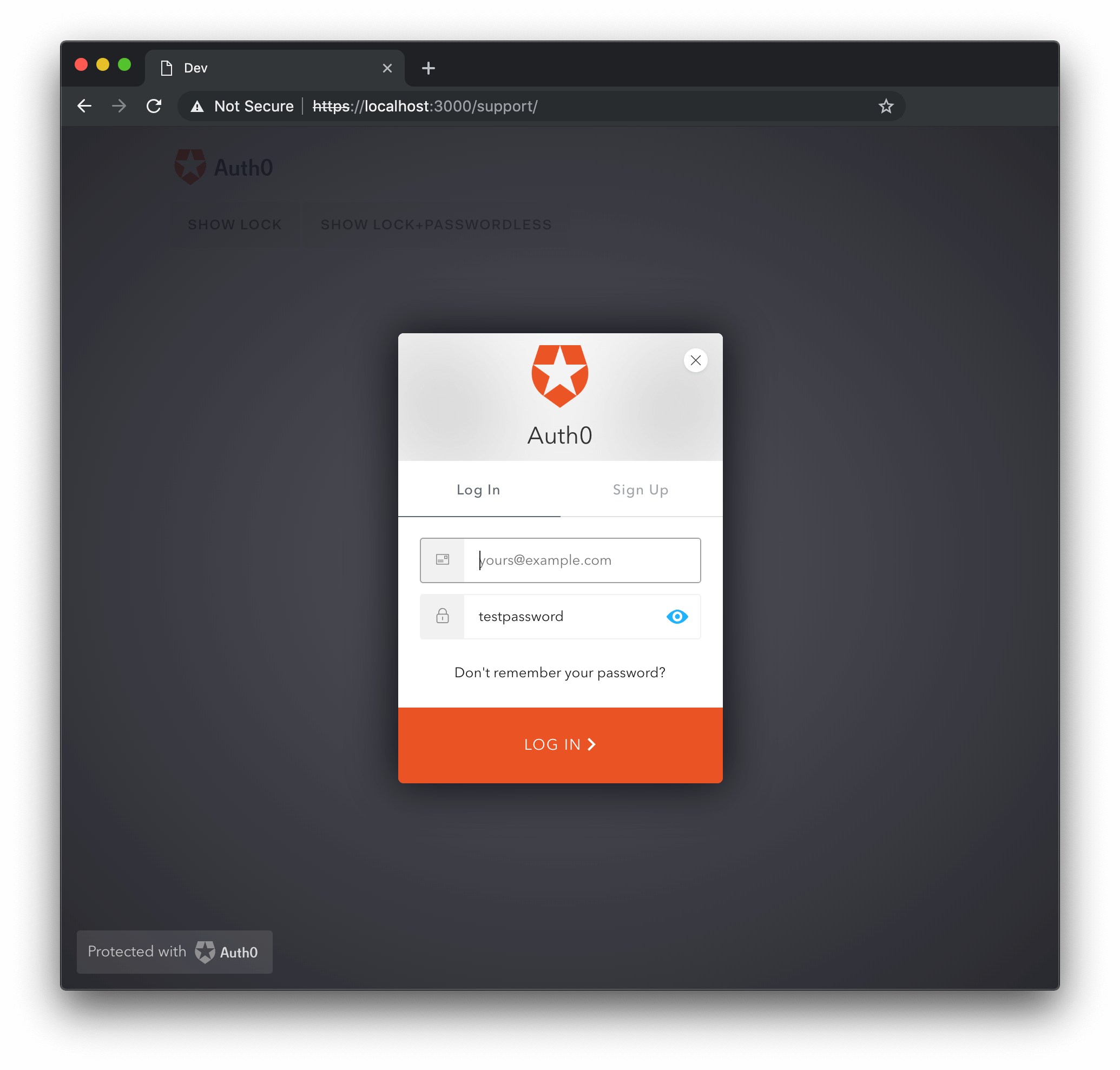 Lock オプション: パスワード表示を許可