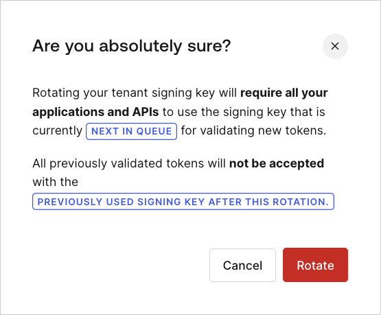 Auth0 Dashboard 設定 署名鍵タブのローテーション確認