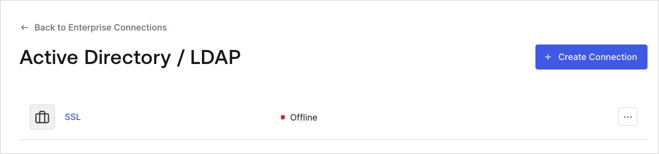 Dashboard - Connexions - Enterprise - AD/LDAP - Liste