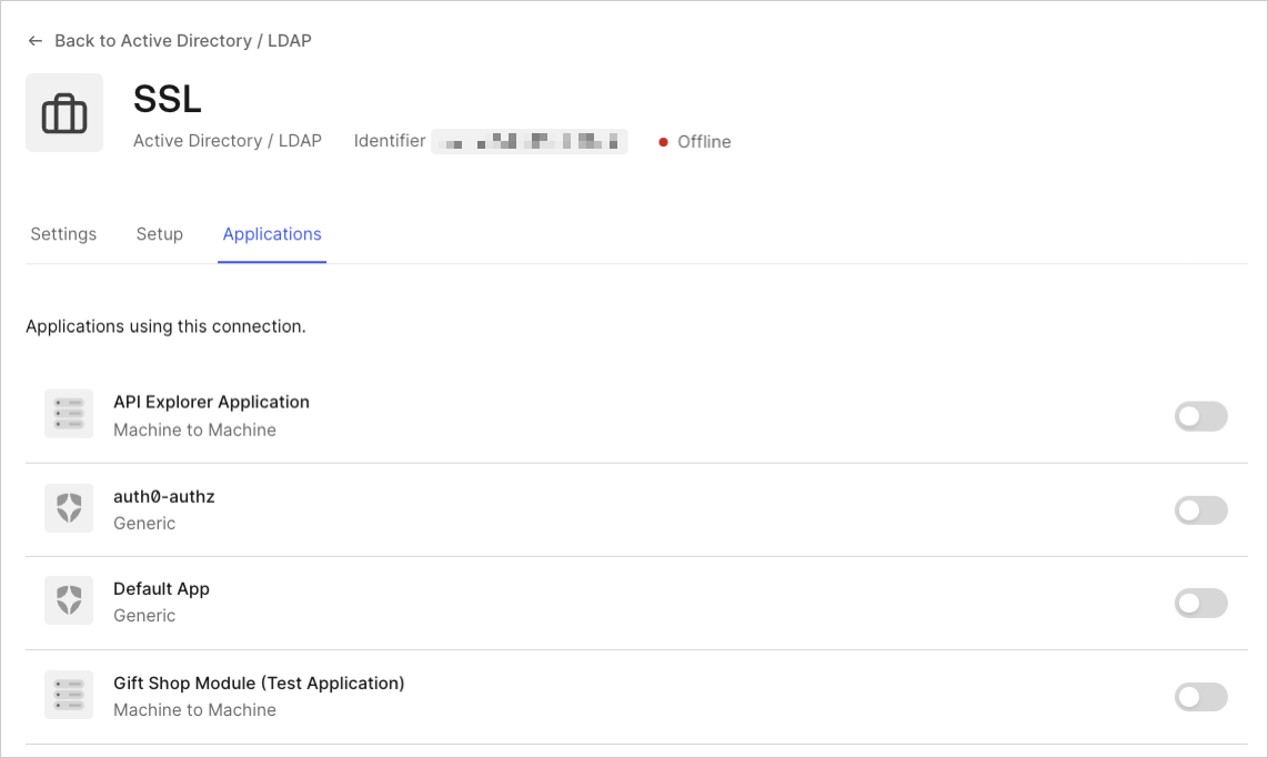Dashboard - Connexions - Enterprise - Applications