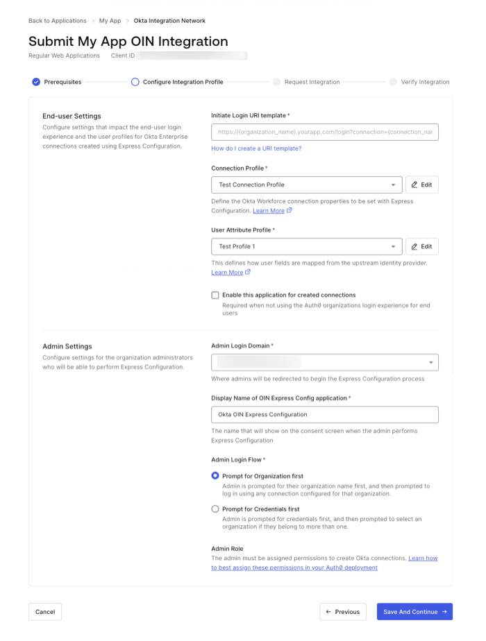 Dashboard>Applications>OIN>URI-template