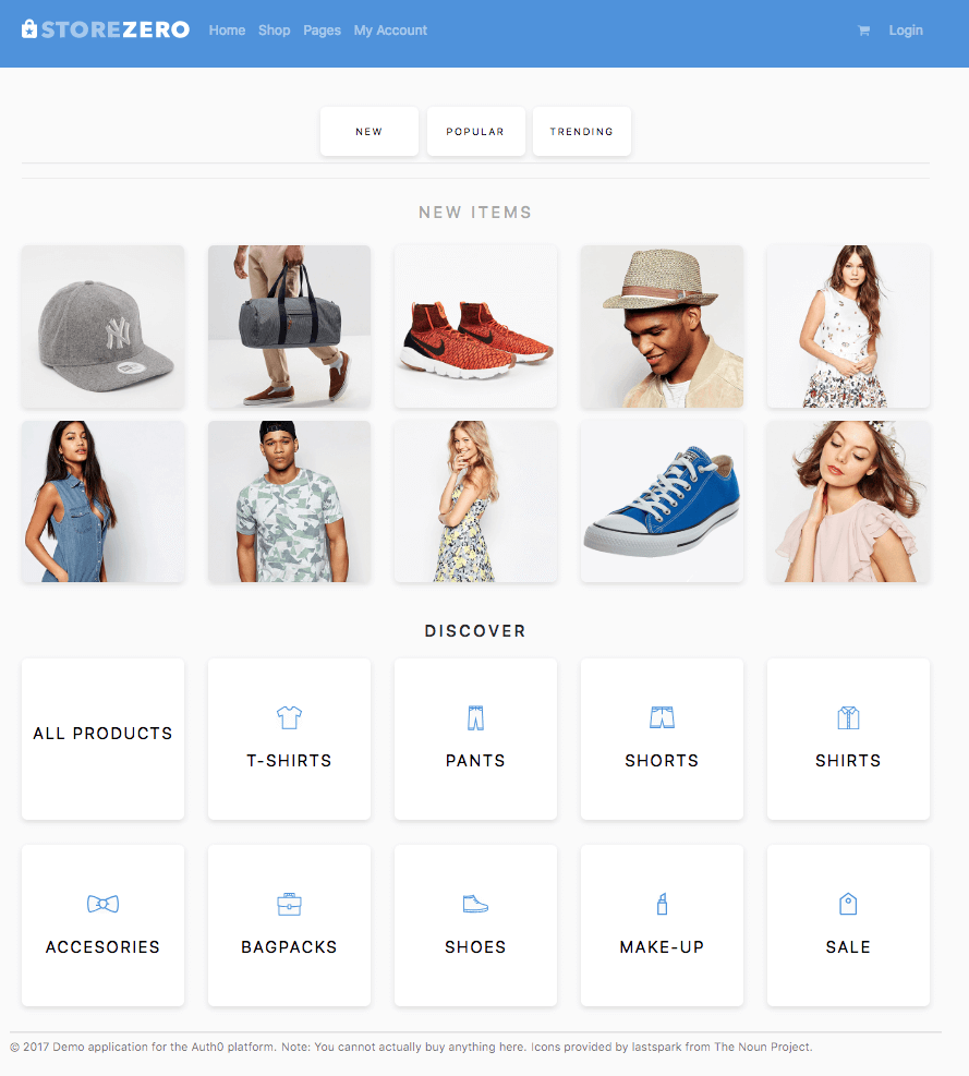 Exemple de site Web de commerce électronique Storezero.io