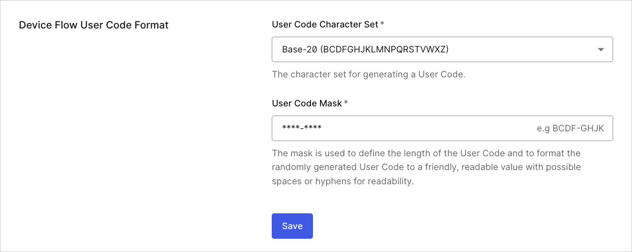 Dashboard Tenant Settings Advanced Tab Device Flow User Code Format
