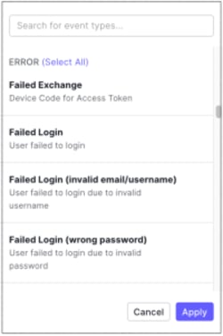 Dashboard Monitoring Logs Filters