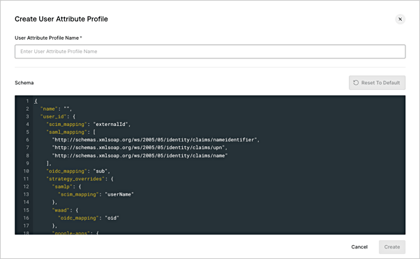 UAP mapping Authentication > Enterprise > Self-Service