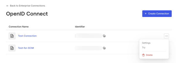 Dashboard - Connections - Enterprise - AD/LDAP - List