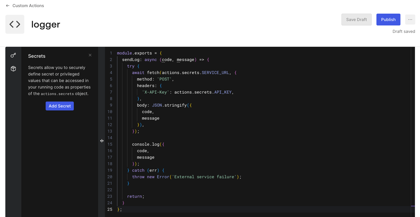 Actions Modules - Draft saved
