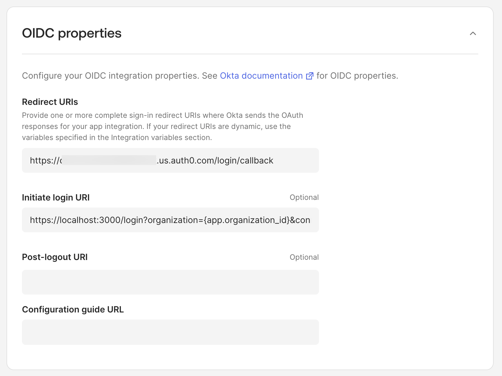 OIN OIDC Settings