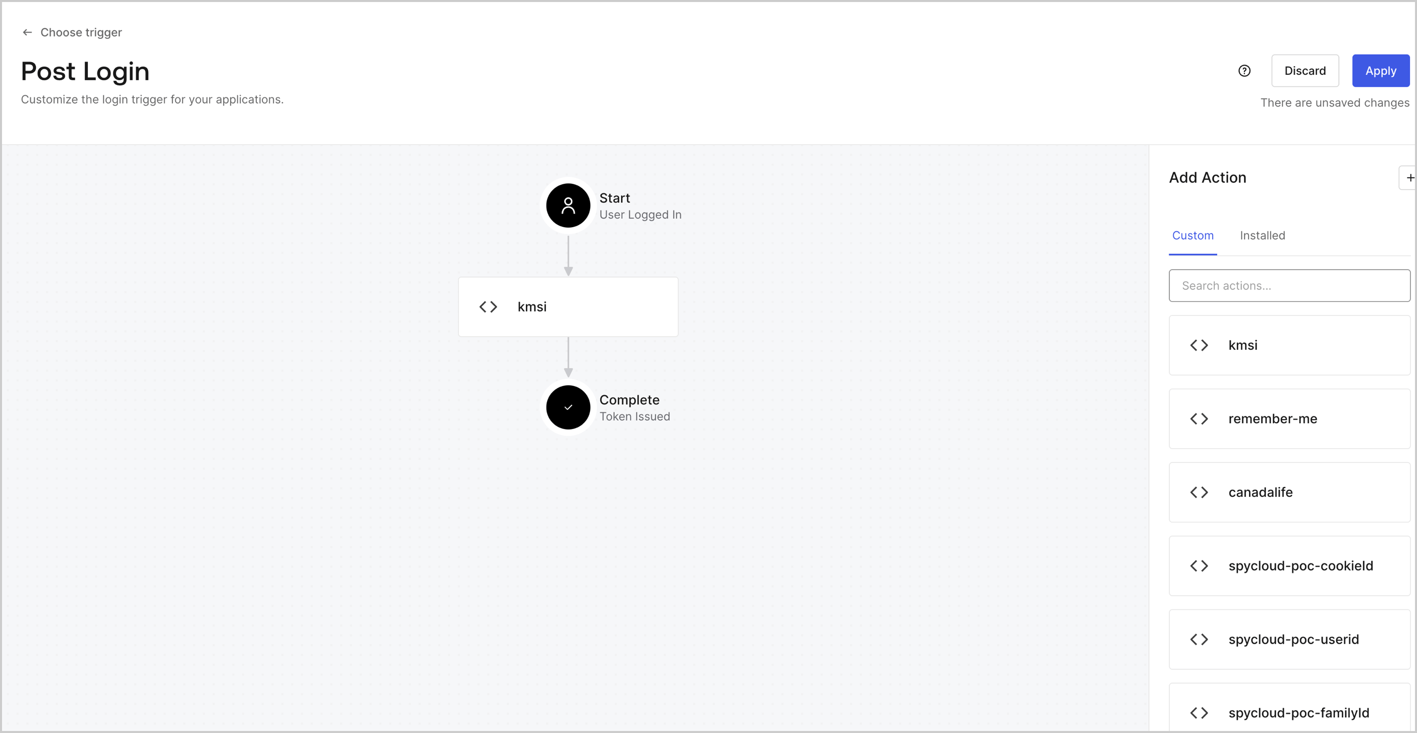 Dashboard Actions Triggers Post Login
