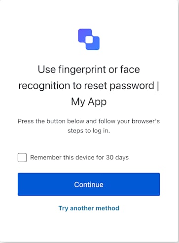 ACUL Reset Password MFA WebAuthn Platform Challenge