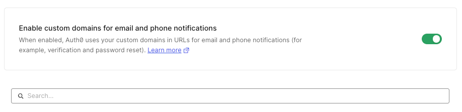 onglet domaines personnalisés dans Tenant Settings du Dashboard