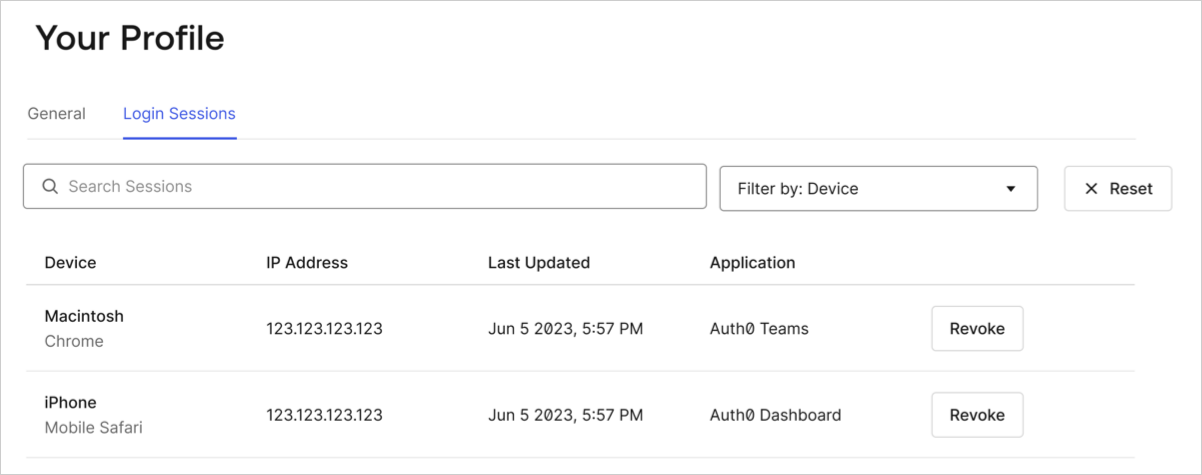 Auth0 Dashboard > プロファイル