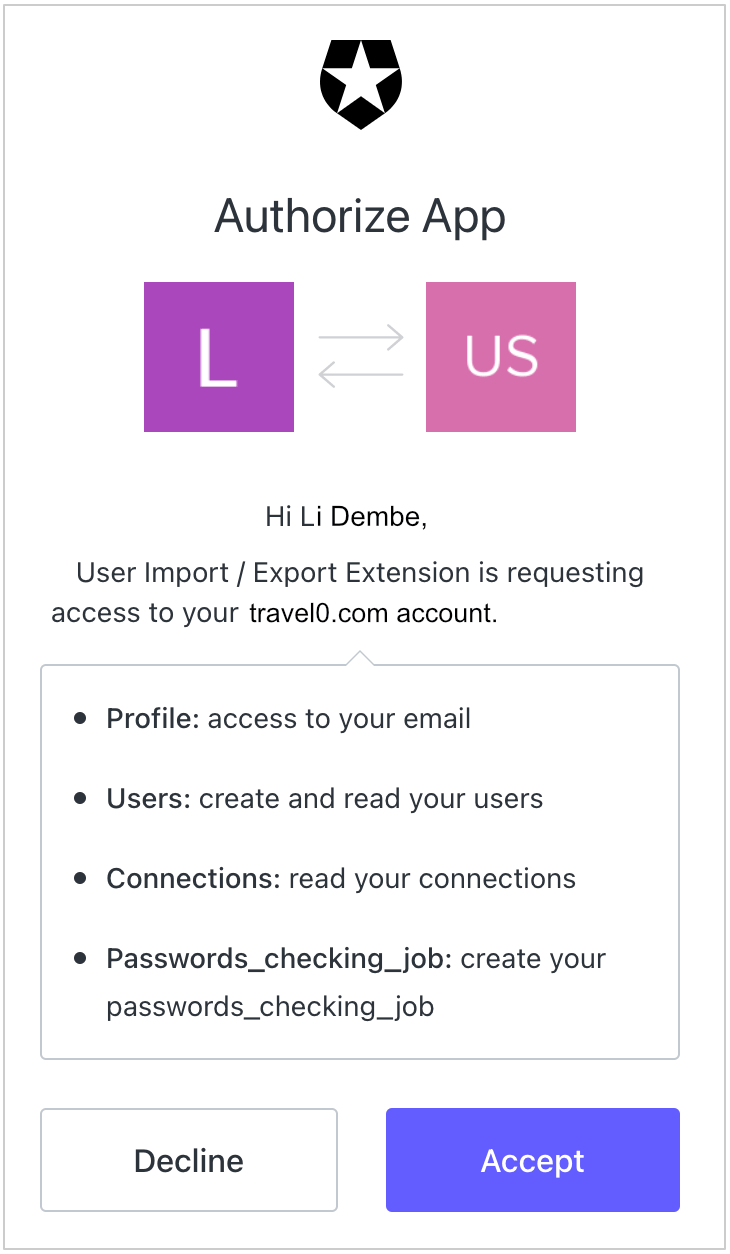 Dashboard Extensions で Users Import/Export Extension を承認