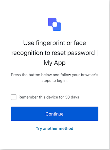 ACUL Reset Password MFA WebAuthn Platform Challenge