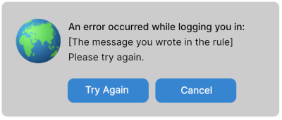 Sample error message that reads 