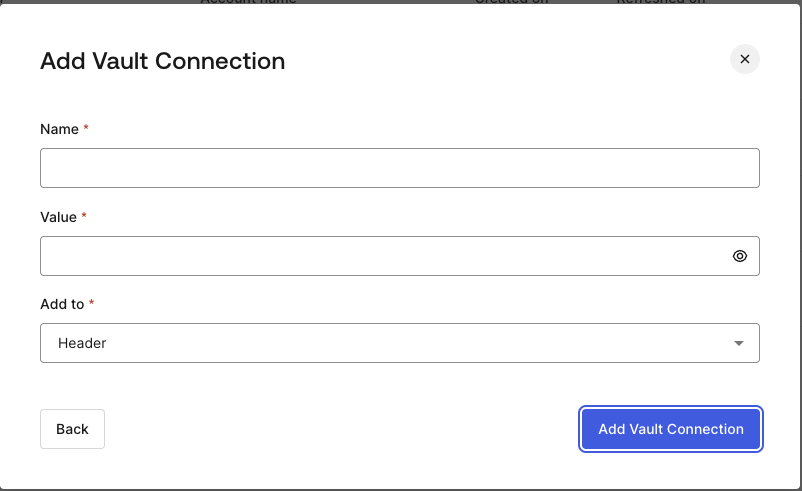Dashboard > Actions > Forms > Vault > HTTP 