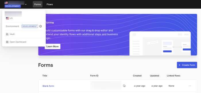 Dashboard > Forms > Vault